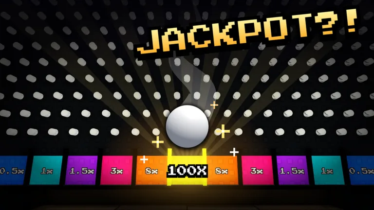 Fan illustration of stacked colourful balls and a board with a jackpot slot in the middle